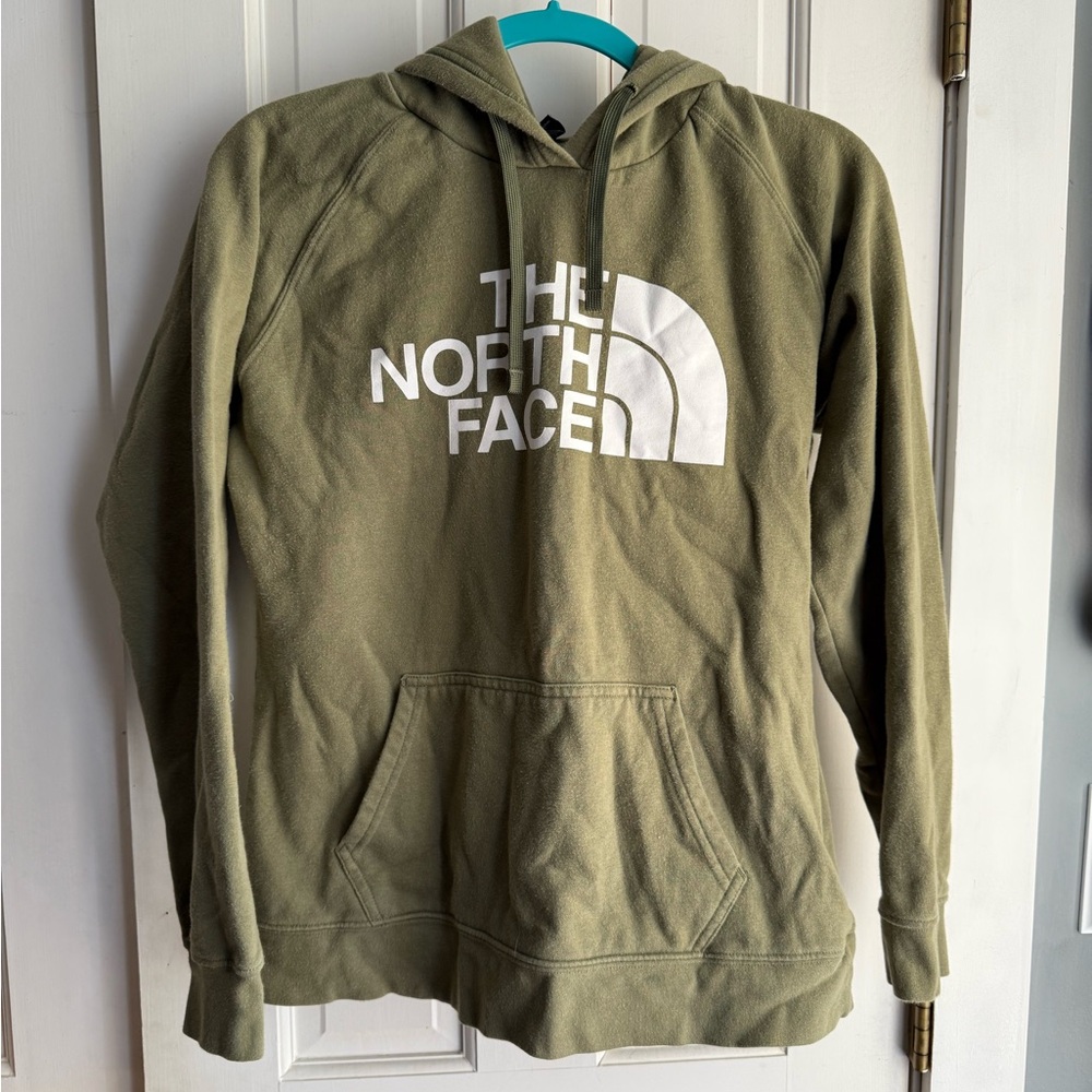 The North Face Olive Green Hoodie with White Logo